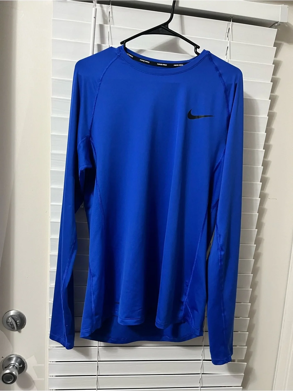 Nike Men’s Long Sleeve Swim Rash Guard - Cobalt Blue with Black Swoosh